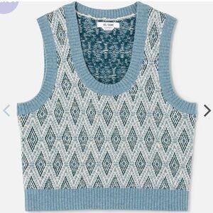 NWT Re/Done Retro Geo Jaquard Sweater Vest in in Sage Geo Sz Small $350‎